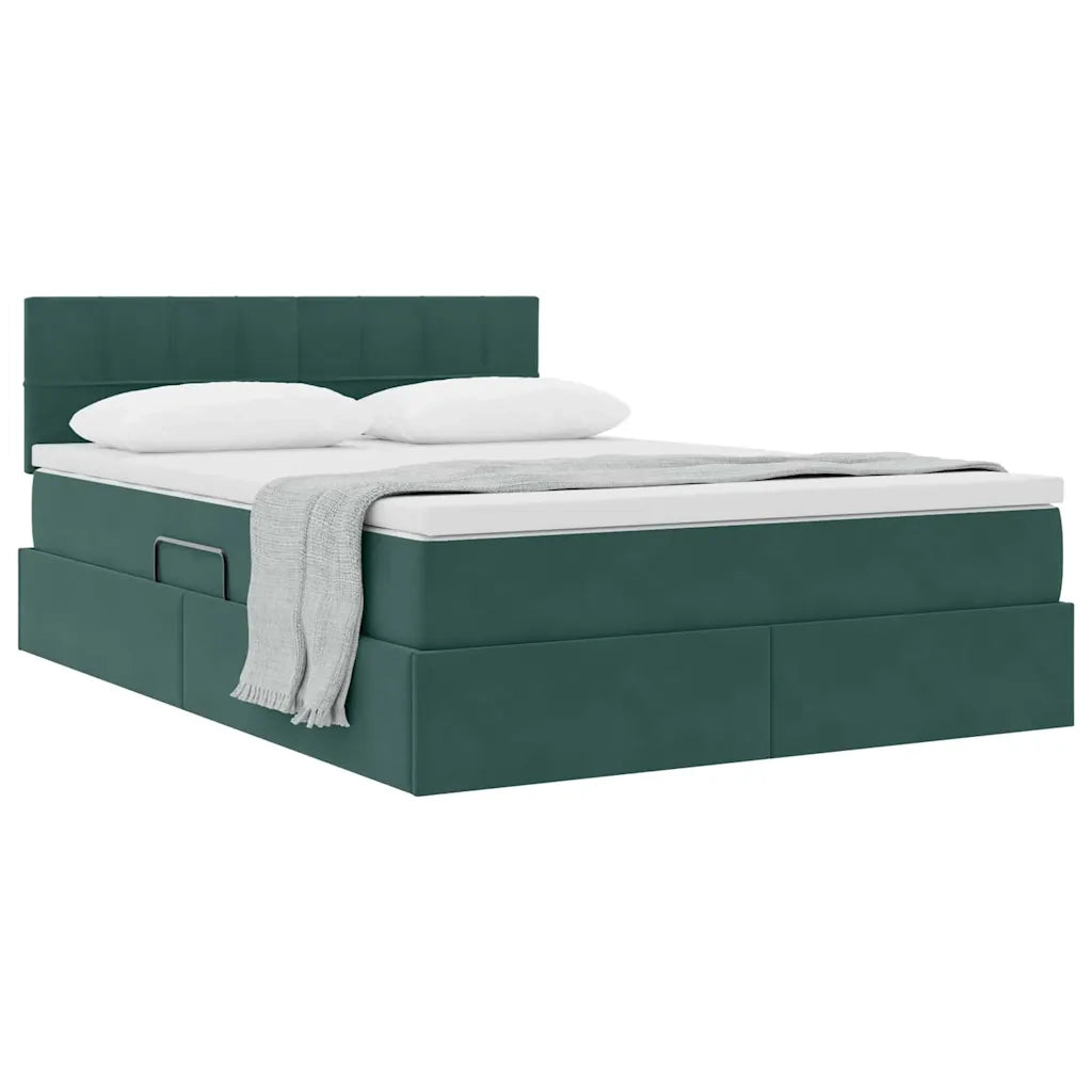 Letto con Contenitore Verde Scuro 140 x 200 cm Velluto