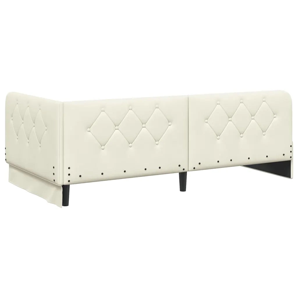Cornice del letto ad angolo Crema 100 x 200 cm Velluto
