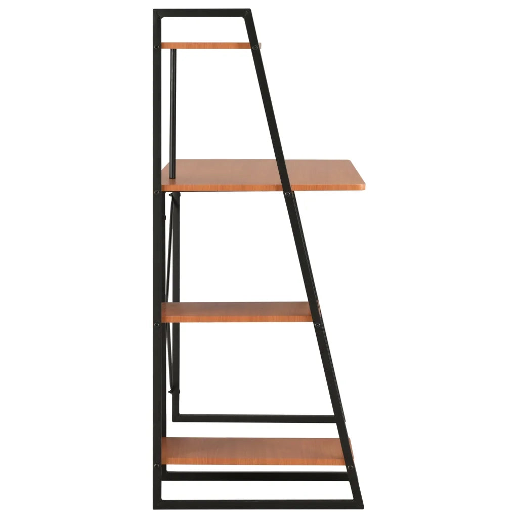 Scrivania | Tavolo da Ufficio con Mensole Nera e Marrone 102x50x117 cm