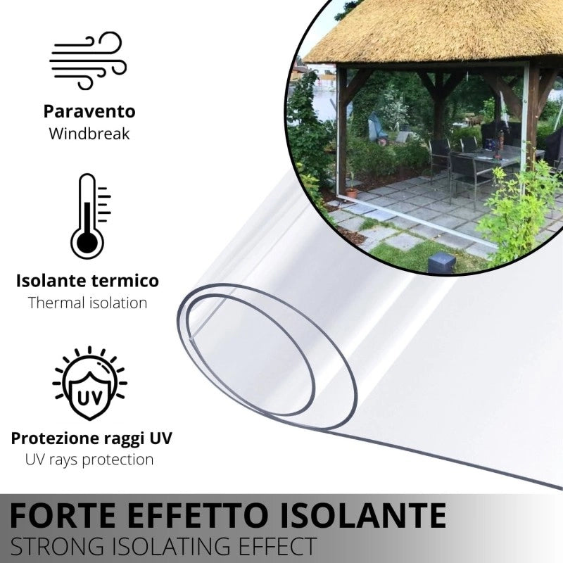 Telo PVC Trasparente 2,7x5m, 0,50mm Spessore, 650g/m² - Telo Cristal con Occhielli Ogni 50cm - Anti-UV, Impermeabile - Qualità Made in Italy