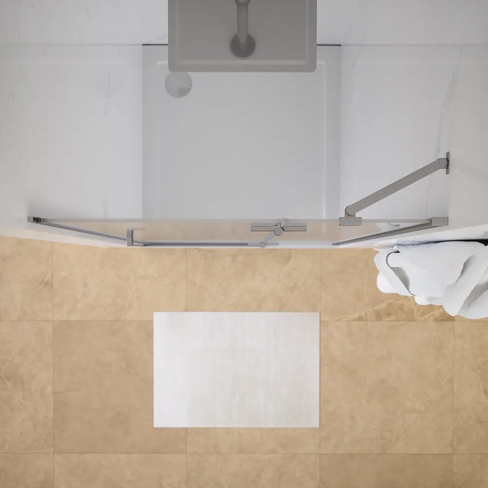 Porta doccia 80cm apertura a battente lato destro con cerniere, profili cromati e vetro da 8mm trasparente h195 | Fiji