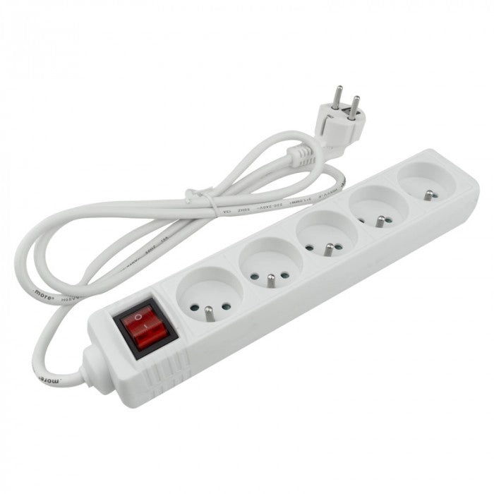 Multipresa 5 prese 1,5 m con interruttore Ecolight