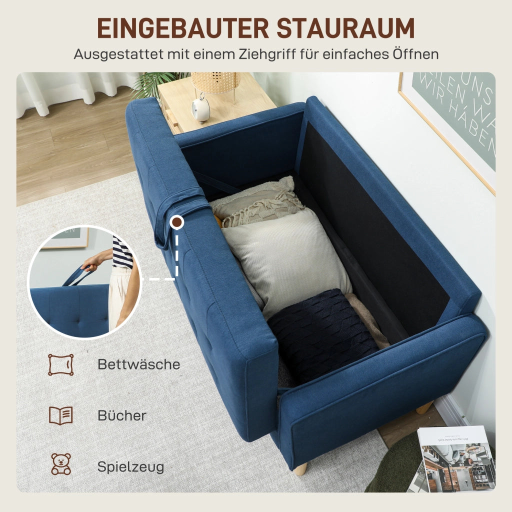 Divano 2 posti con contenitore e cuscini ¨C Minimal ¨C 117x62x78 cm blu