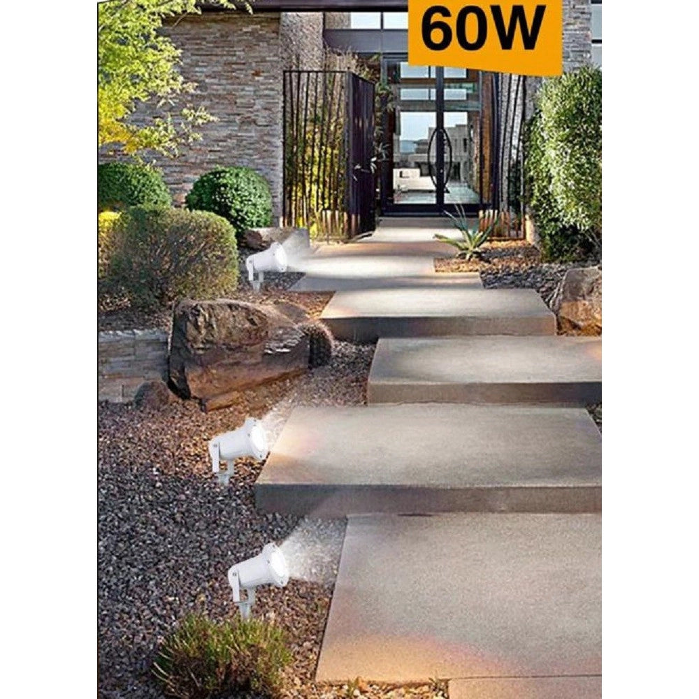 Trade Shop - Faretto Con Picchetto Per Esterno Giardino Con Staffa Parete Proiettore Es12-b -