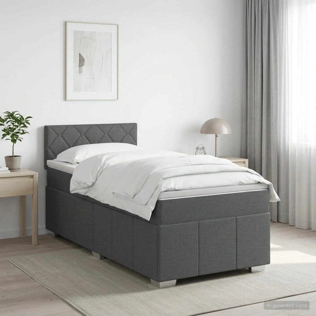Letto box spring con materasso Grigio Scuro 80 x 200 cm Tessuto 3451088