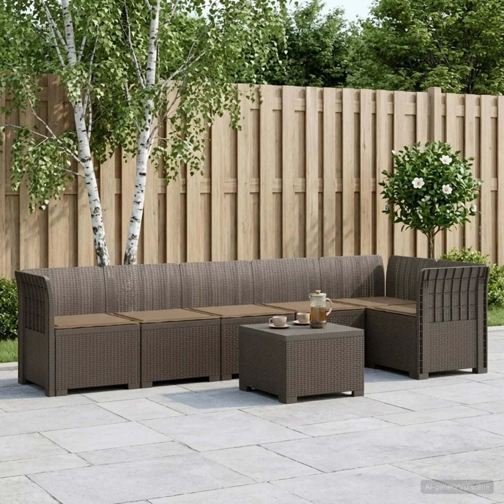 Divano da Giardino 6 Posti con Cuscini Aspetto Rattan PP 3444120