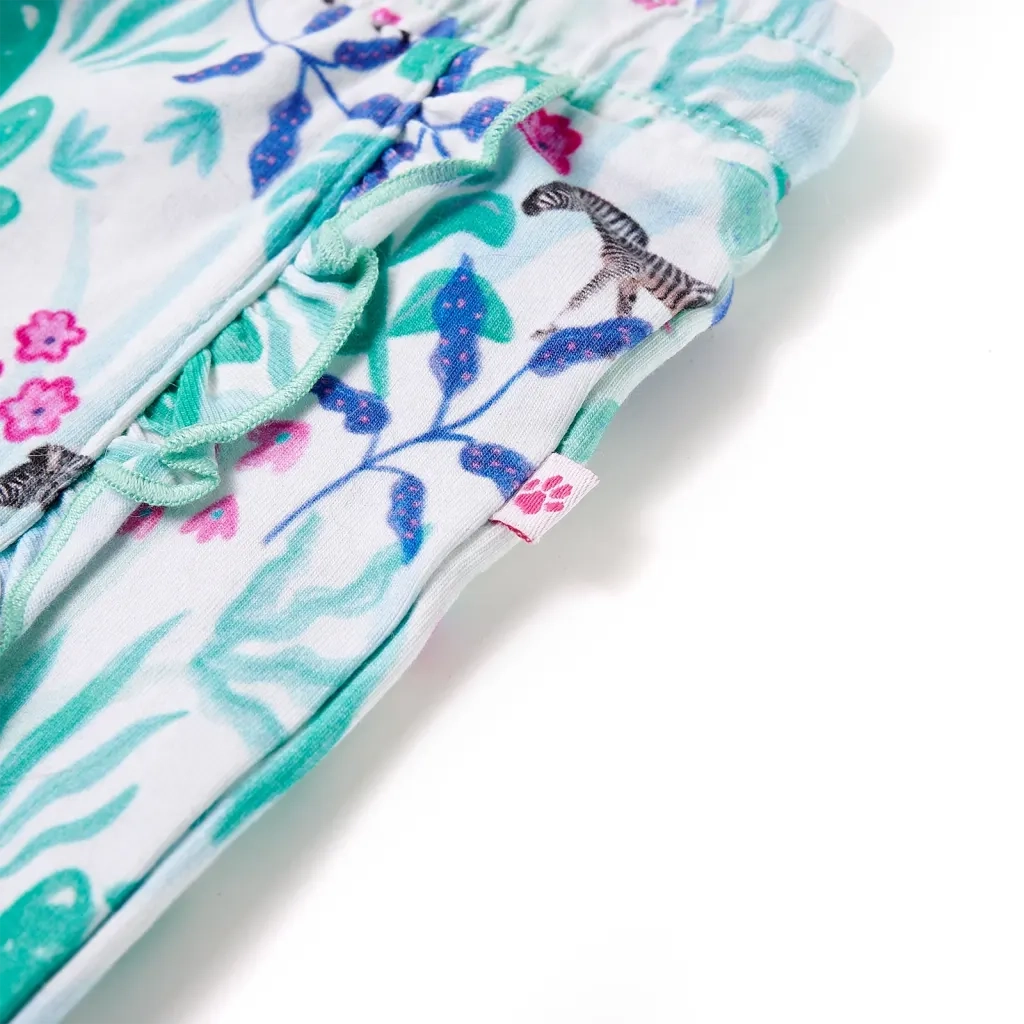 Pantaloncini per Bambini con Coulisse Ecru e Menta Scuro 140 11433