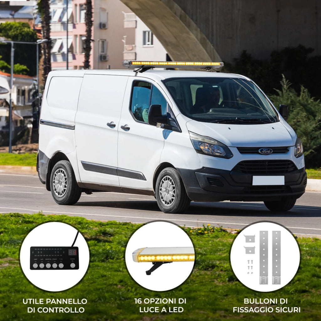 Barra Luminosa LED Ambra Lampeggiante Strobe 120cm per Camion