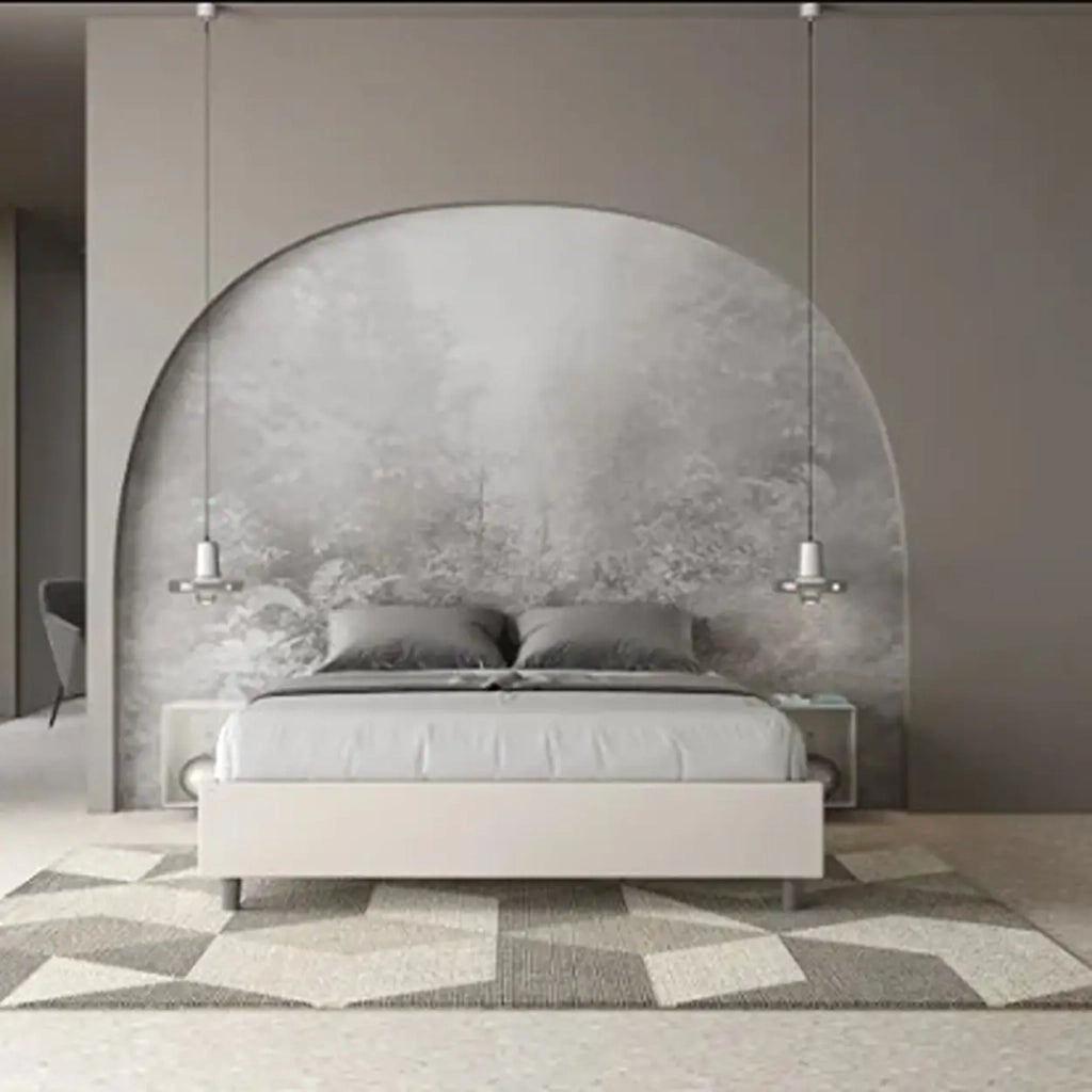 Letto matrimoniale contenitore imbottito 160x200 similpelle bianco Azelia