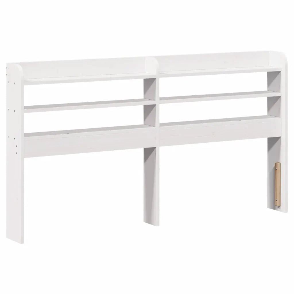 Testiera con Ripiani Bianca 160 cm in Legno Massello di Pino 850945