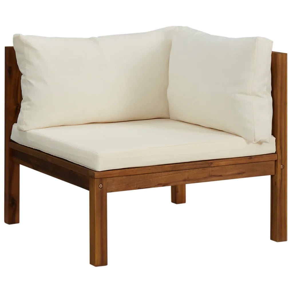 Set Divani da Giardino 6 pz con Cuscini Crema in Legno Acacia 3086935