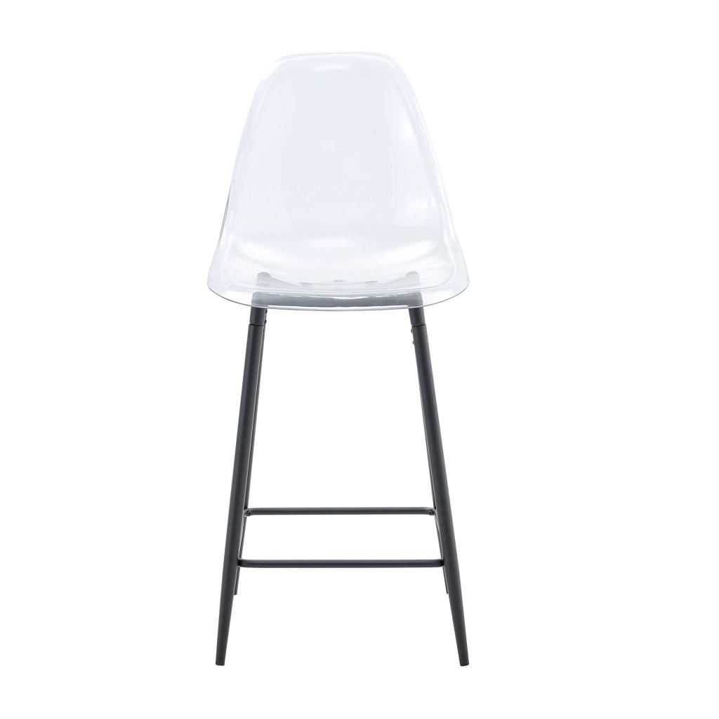Sgabello da bar trasparente con struttura in metallo, colore nero, design moderno