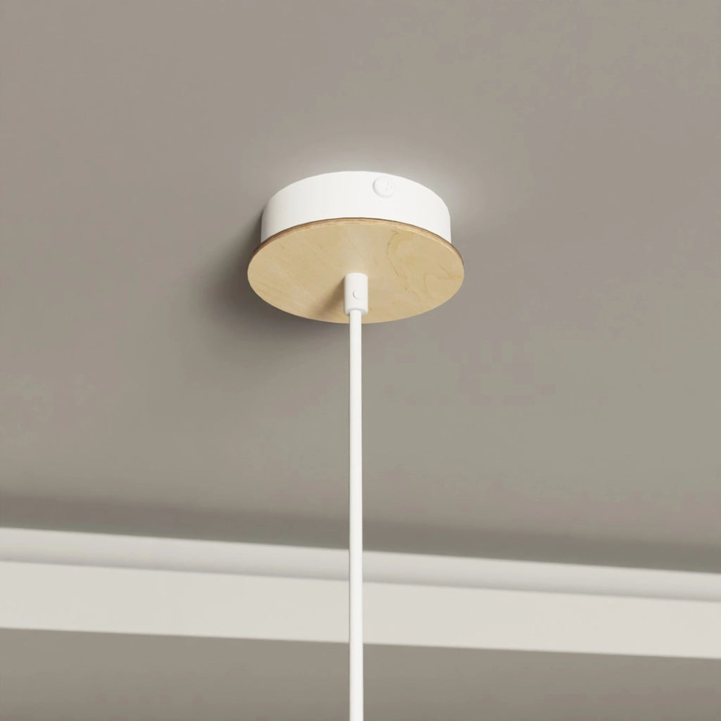 Lampada a sospensione scandi bianca legno KOBE E27 Emibig