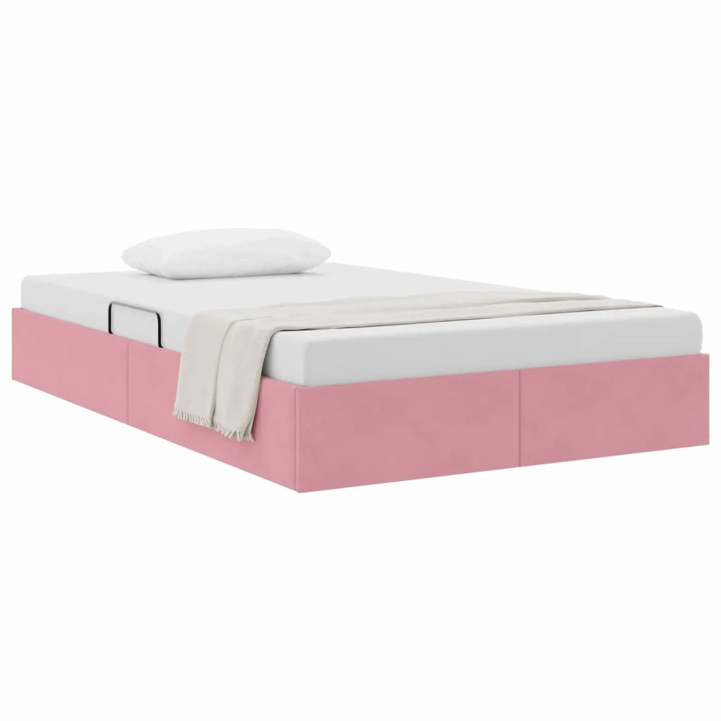 Letto ottomano con archiviazione Rosa 120 x 200 cm Velluto 3442873