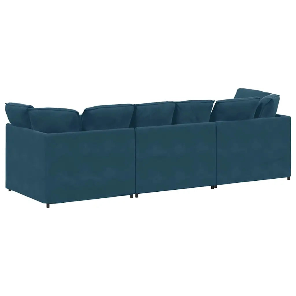 Divano Modulare con Cuscini in Velluto Blu 3321278