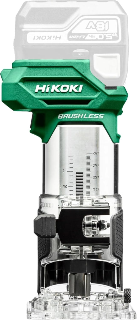 Fresatrice a Batteria - 18 V, Li-Ion, Pinza 6/8 mm, Profondità di Immersione 40 mm, Brushless - Con Accessori e Valigetta - Senza Batteria/Caricabatterie
