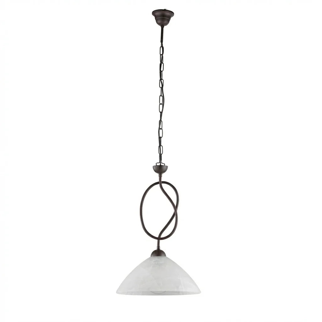 Lampadario Rustico Bistrot 1 Luce Nero e Bianco LuceArt Classic