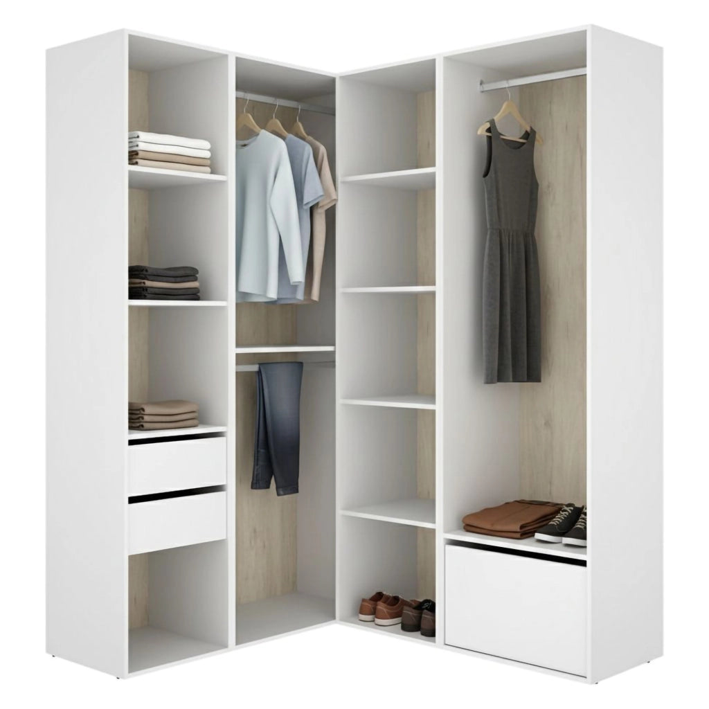 Armadio Camera da Letto Rawlinson, Guardaroba Grande Modulabile, 145x205h cm Bianco