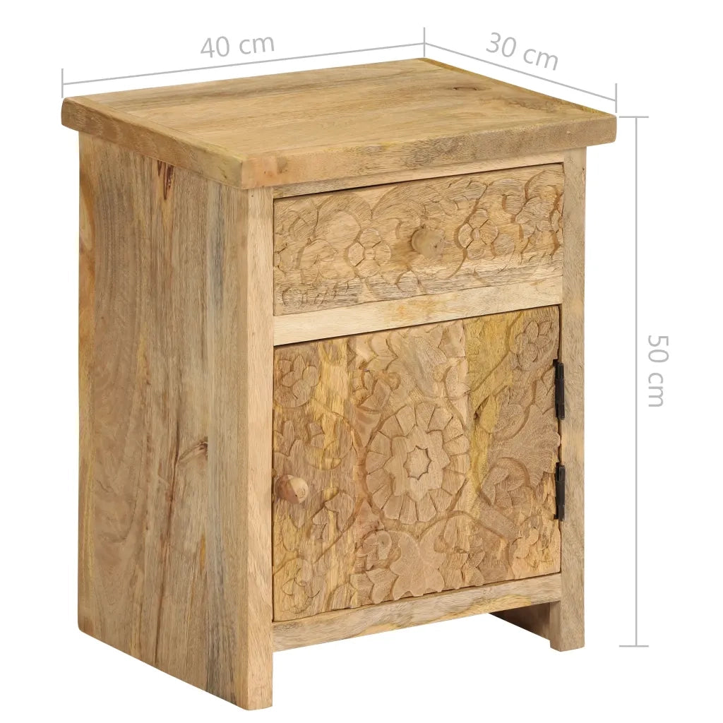 Comodino in Legno Massello di Mango 40x30x50 cm 246152