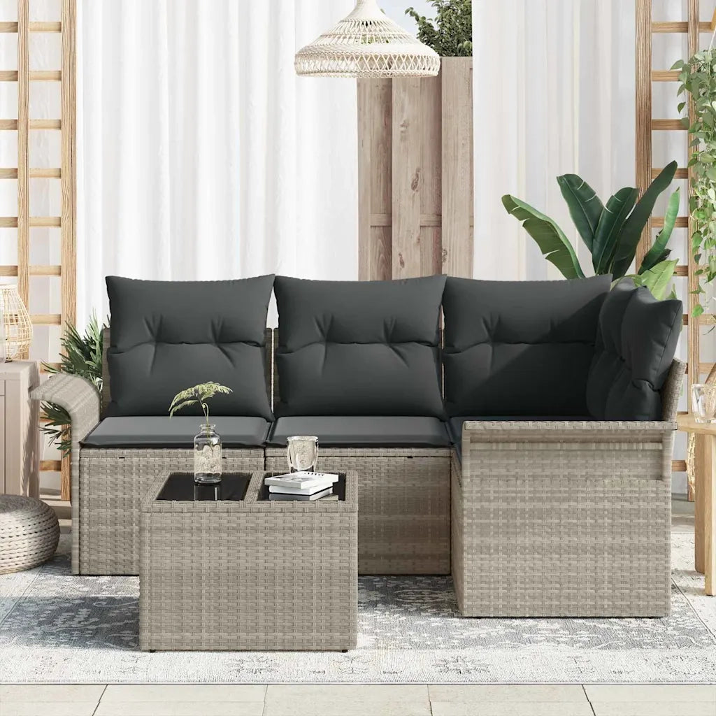 Set Divano da Giardino 5 pcs Grigio chiaro polyrattan 3345352