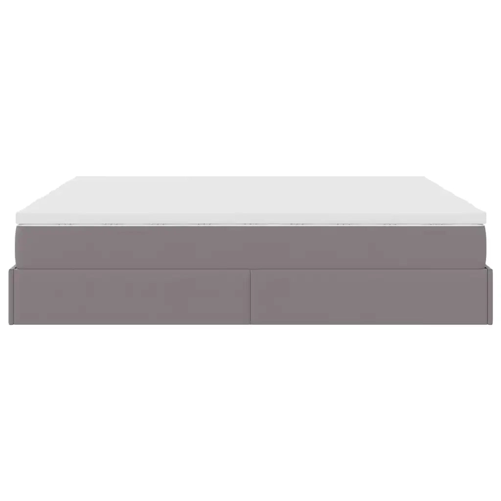 Struttura Letto Pouf con Materassi Grigio 160x200 cm Similpelle 3311222