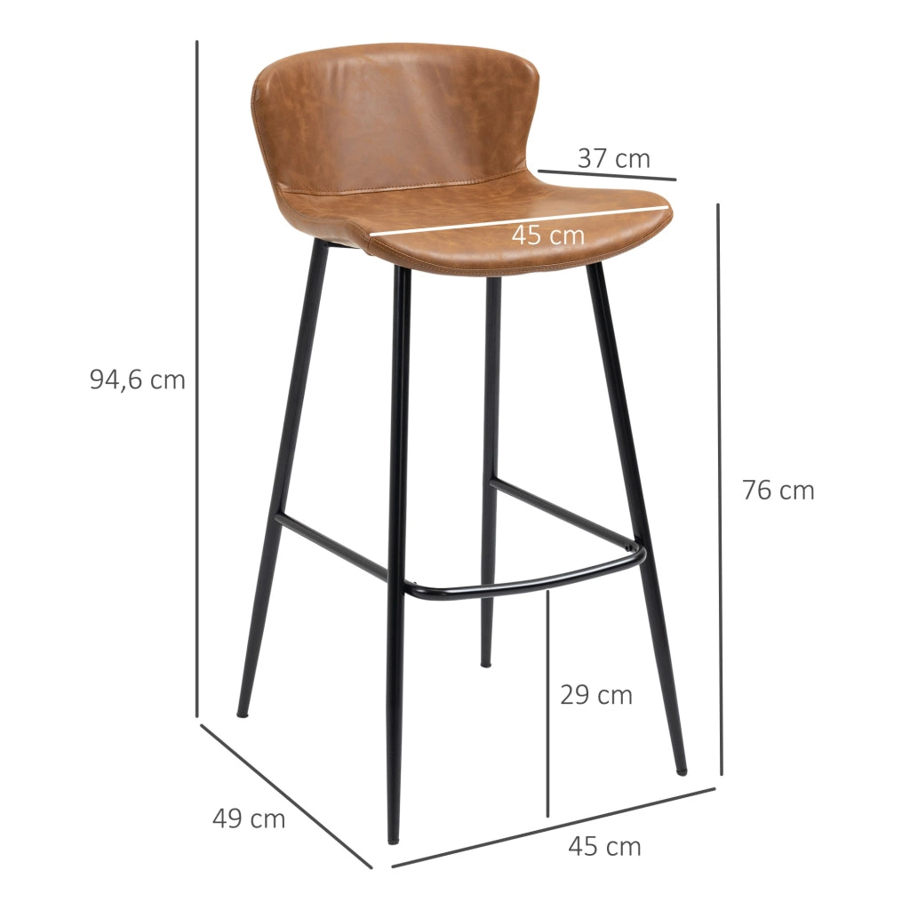 Sgabelli da Bar con Schienale Imbottito ¨C Minimal ¨C Marrone 2 Pezzi