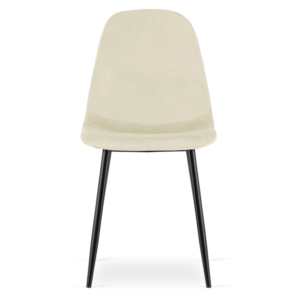 Sedia Como in velluto beige con gambe in metallo nero