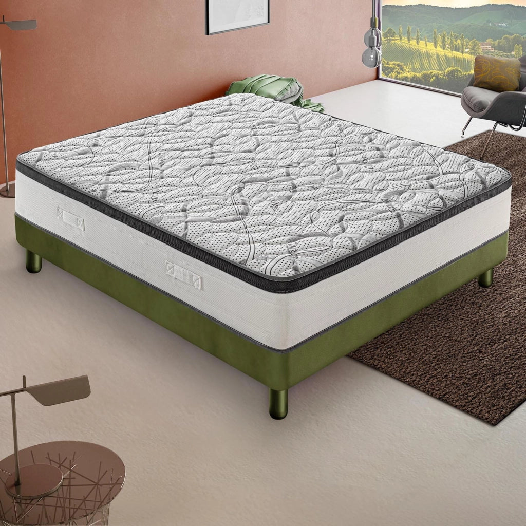 Materasso Matrimoniale 160x200 - In schiuma HR - Altezza 25 cm - Ortopedico - Rigidità H3 - Rivestimento CARBON DELUXE - Alta densità