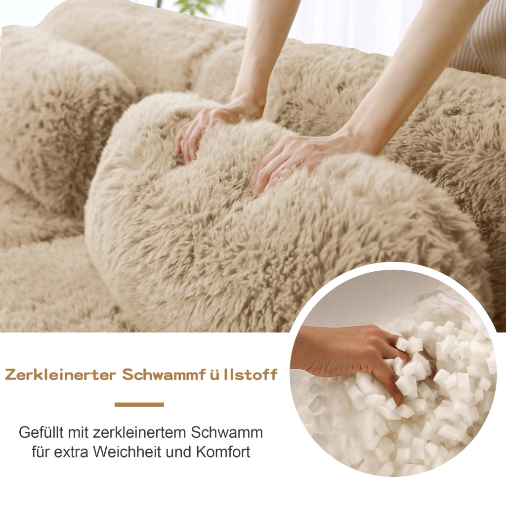 Divano L a 2 posti in peluche - Zephmum- Modulare combinabile con cuscini