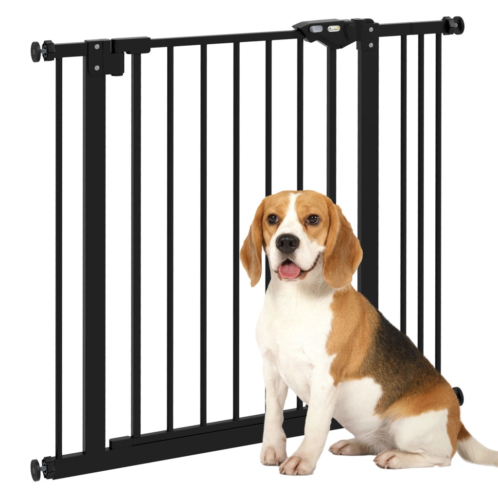 Cancellino per Cani a 2 Estensioni con Larghezza Regolabile fino 100 cm e Chiusura Automatica, Nero