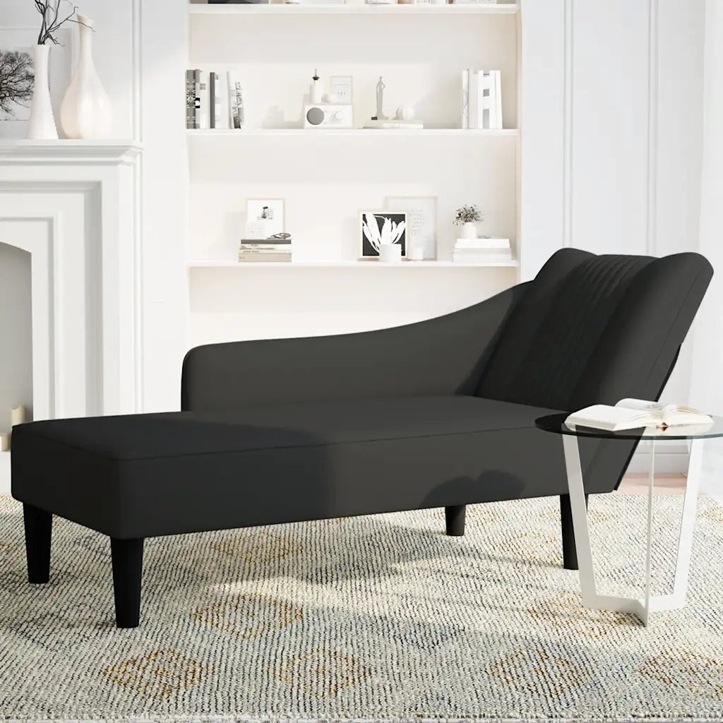 Sdraio con Bracciolo Destro in Velluto Nero 4009797