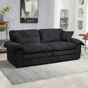 Divano diritto in chenille con cuscini a doppio strato e seduta profonda nero 214 × 89 × 93 cm
