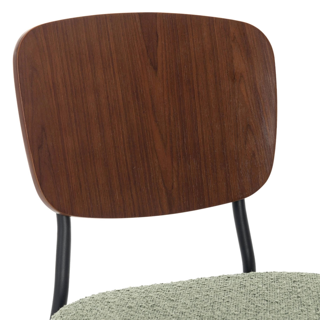 Set 2 sedie bouclé struttura in legno con gambe in metallo, verde