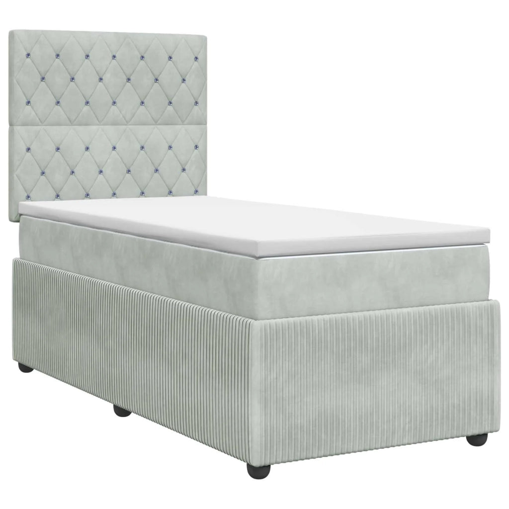 Letto box spring con materasso Grigio Chiaro 100 x 200 cm 3454541
