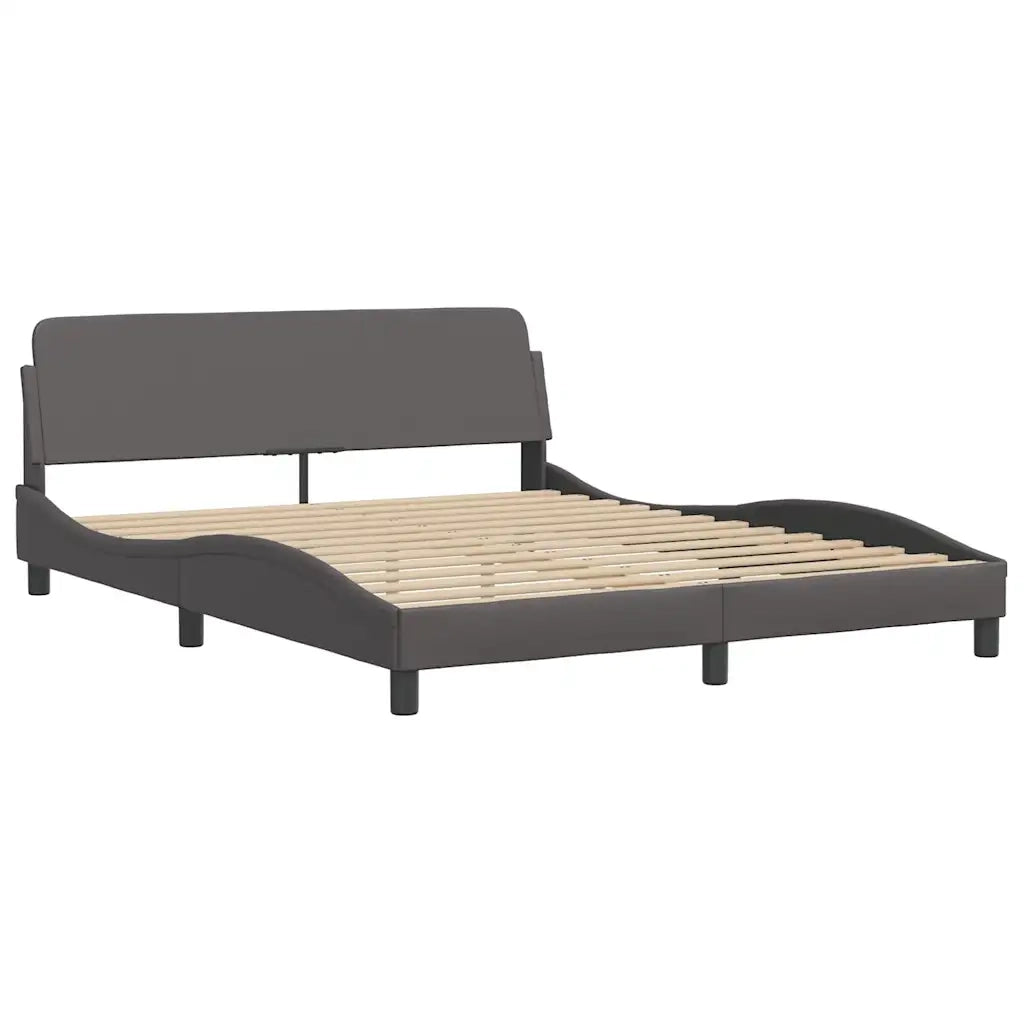 Letto matrimoniale | Letto per adulti | Giroletto senza Materasso Hvar Grigio 160x200 cm in Similpelle