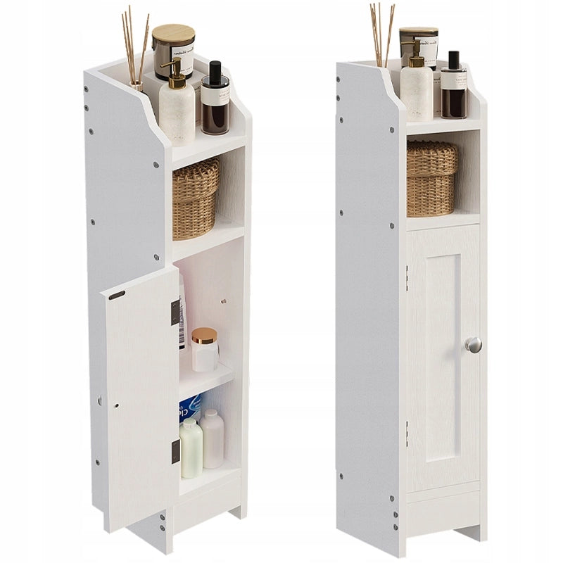 Mobile da bagno a colonna con ante, bianco, alto, ripiani, stile loft moderno, 80 cm