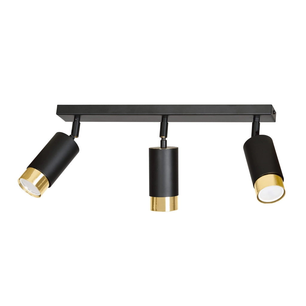 Plafoniera Emibig HIRO 3xGU10 nero oro orientabile