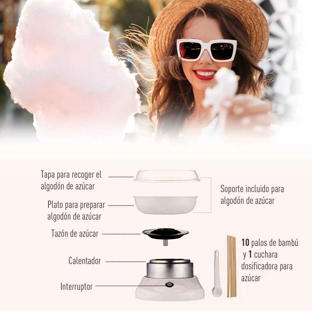 Macchina per Zucchero Filato ¨C Xylo ¨C 450W-550W Acciaio Inox Alluminio 27x26x18cm Bianco