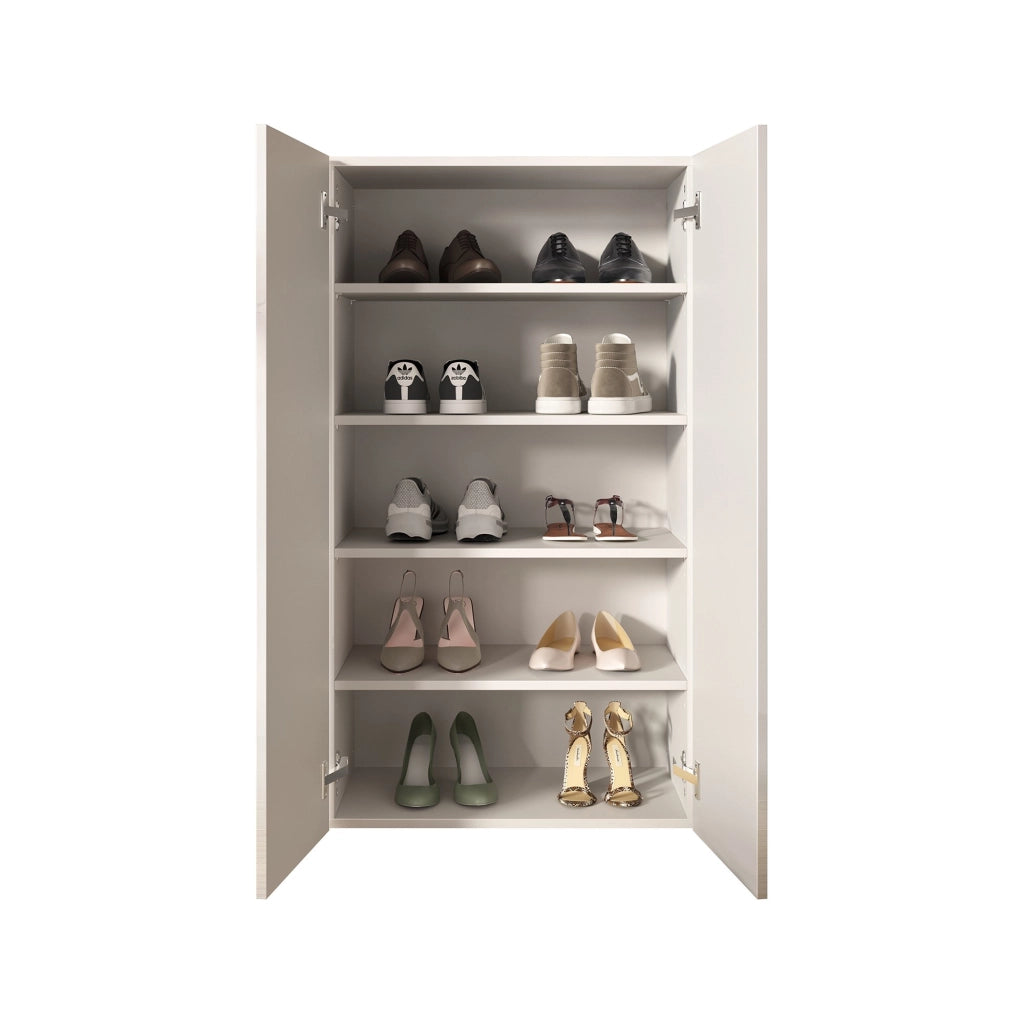 Mobile Portascarpe Rodengo, Scarpiera 4 Ripiani, 63x35x116h cm Bianco Lucido