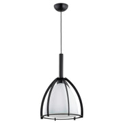 Lampada a sospensione moderna nera cupola vetro E27 Poma Alfa