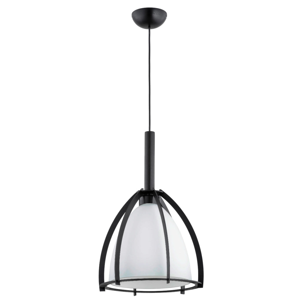Lampada a sospensione moderna nera cupola vetro E27 Poma Alfa