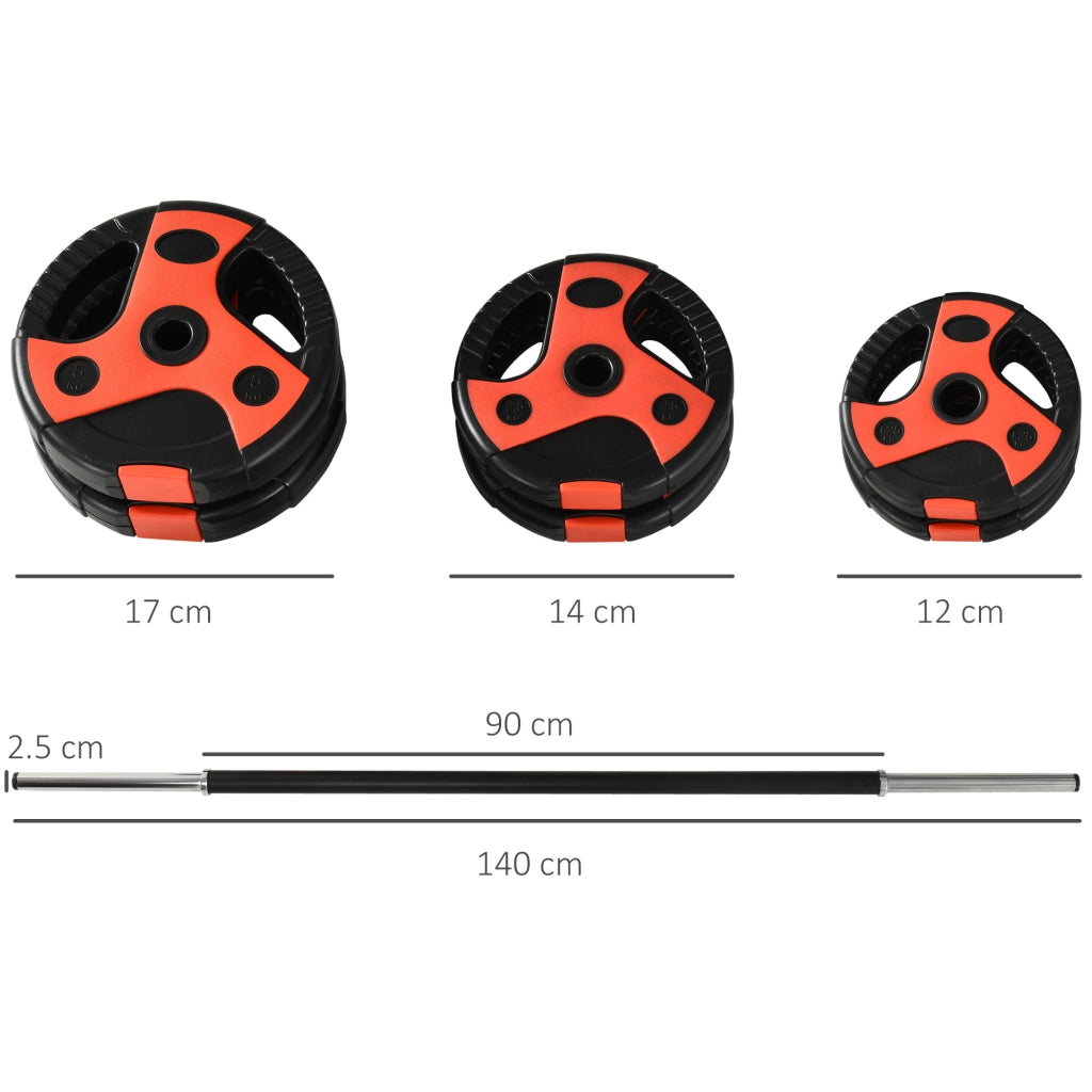 Set Bilanciere e Dischi 20kg ¨C Minimal ¨C Nero e Rosso ?17x140 cm