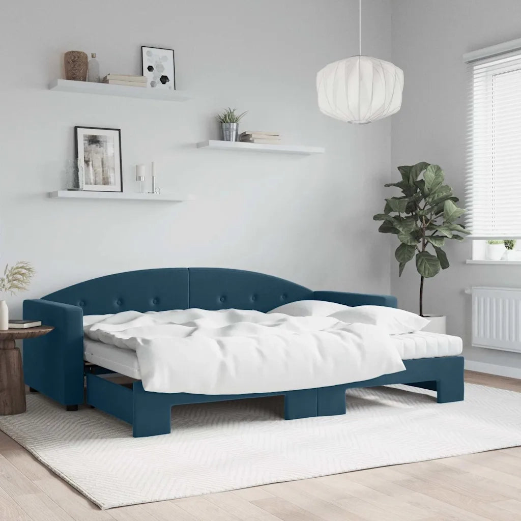 Divano Letto Estraibile con Materassi Blu 80x200 cm Velluto 3197317