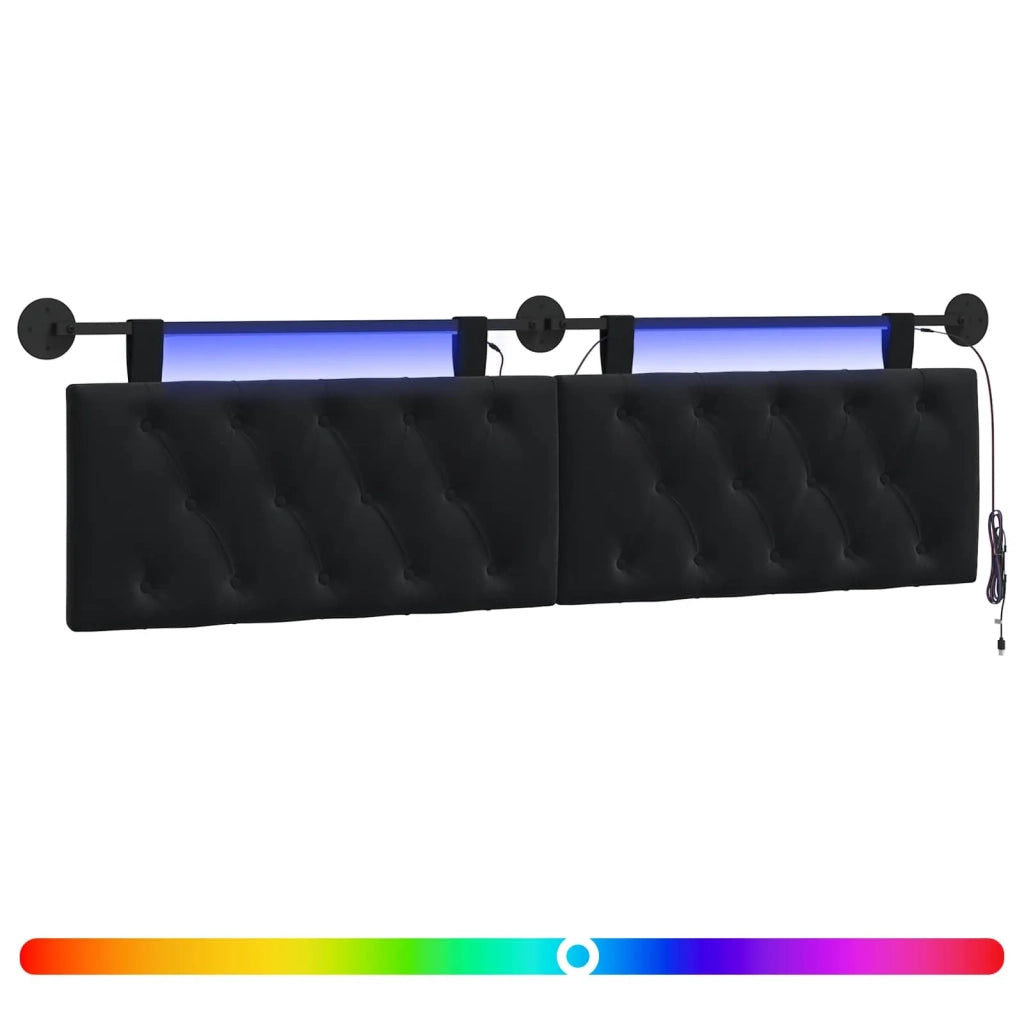 Testiera | Testata sospesa Con luce LED Nero Velluto