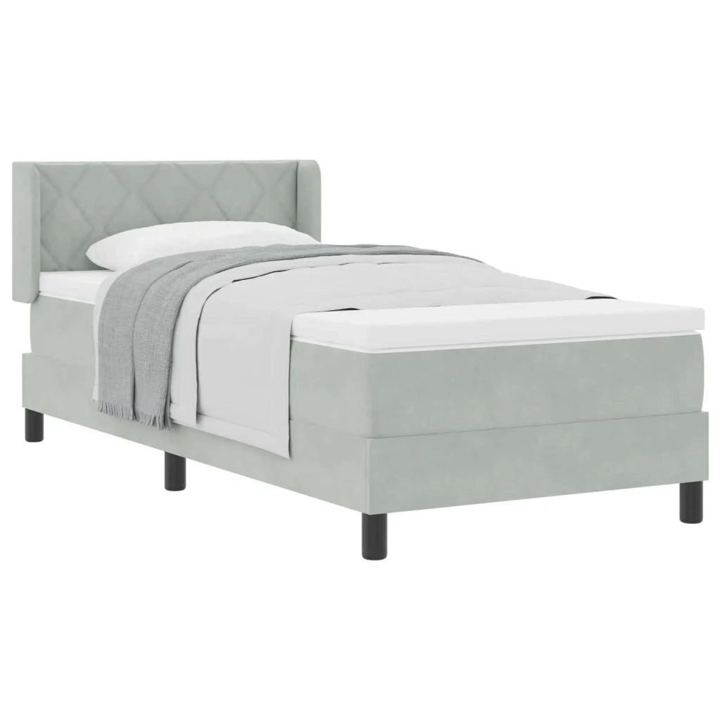 Letto a molle con testiera Grigio chiaro 200 x 100 cm Velluto 3341510