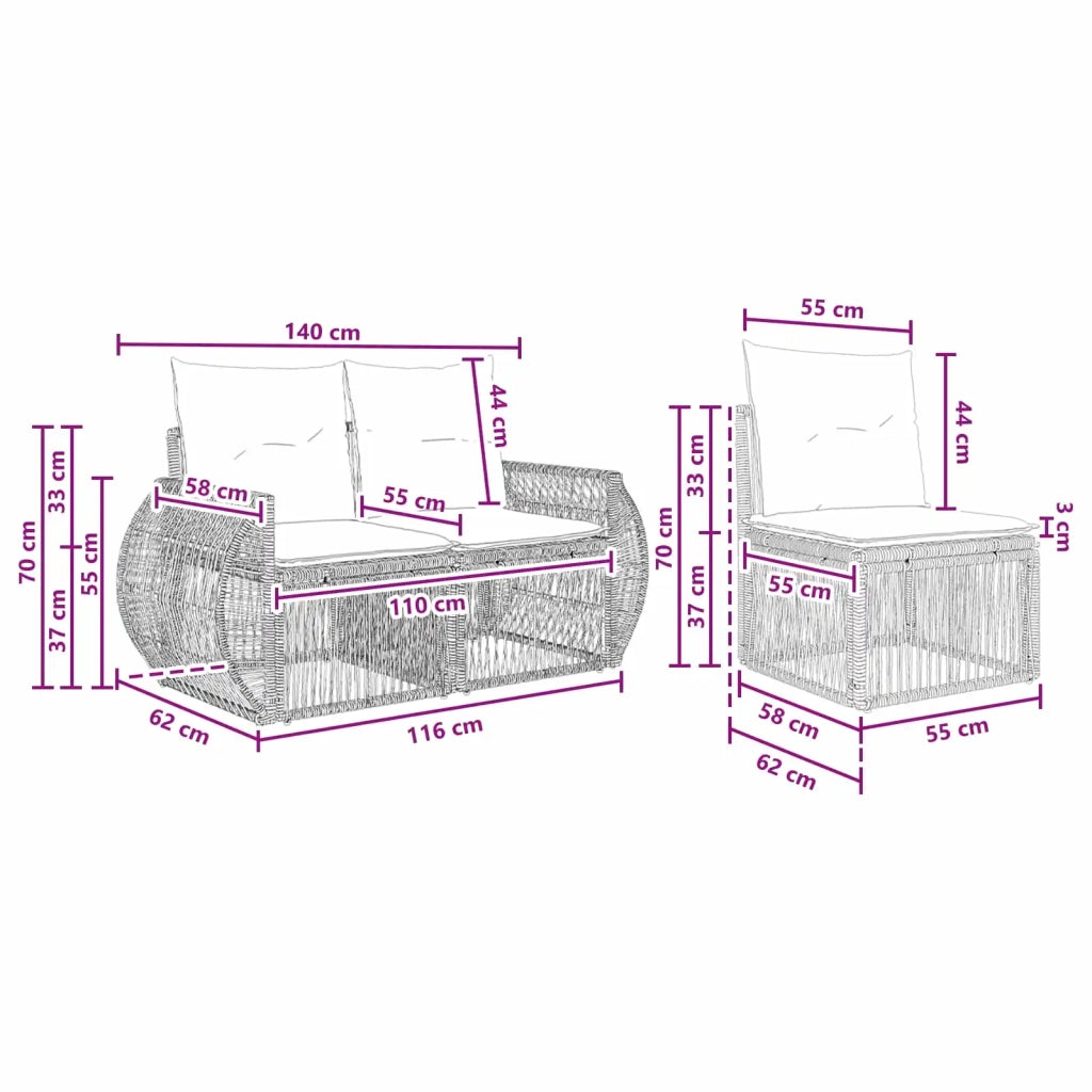 Set Divano da Giardino 6 pz 6-Numero di posti 3435516