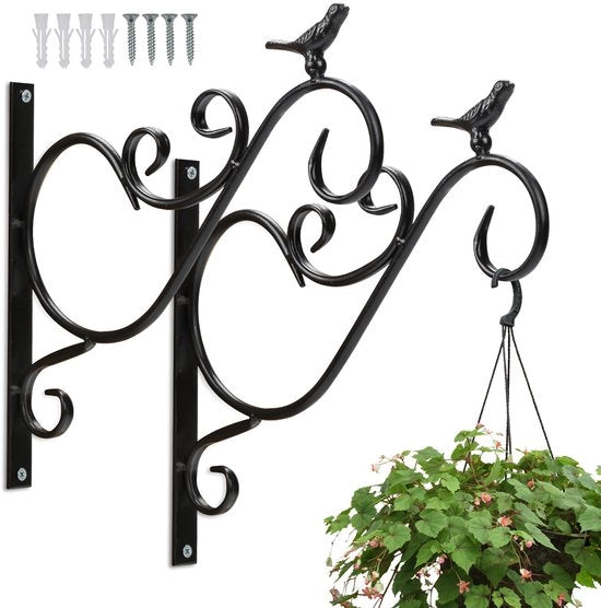 Fissatore per piante Vogel - Set 2 pezzi - Acciaio - Fissatore per muro Interno e Esterno - Nero