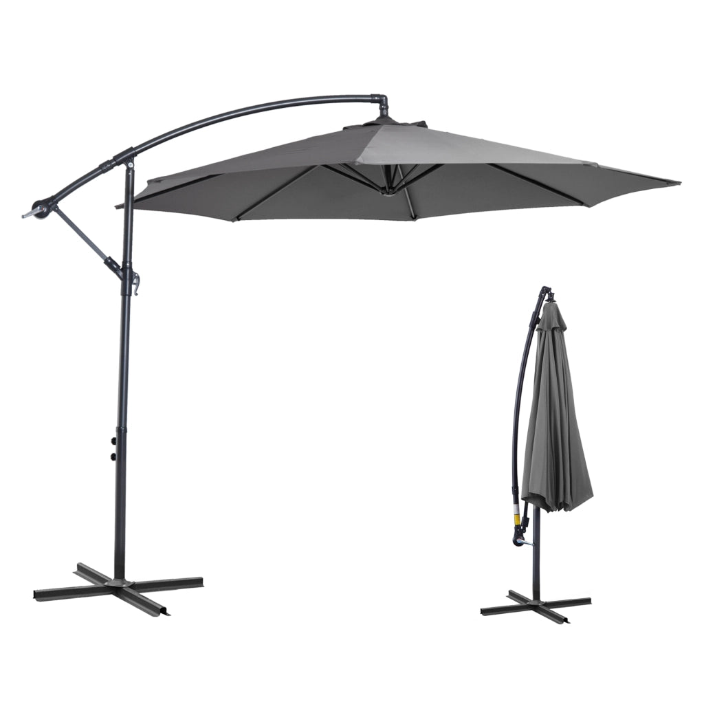 Ombrellone Decentrato 3x2.5m ¨C Xylo ¨C Acciaio Poliestere Anti-UV Grigio con Manovella
