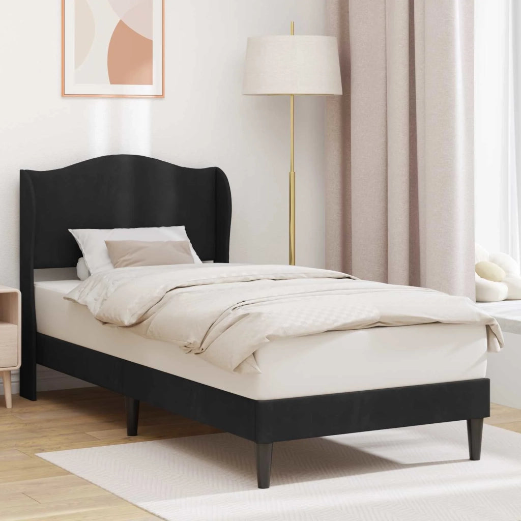 Struttura del letto con testiera-Giroletto Nero 90 x 200 cm Velluto 665730