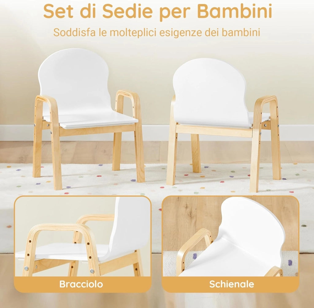 Set da 2 Sgabelli per Bambini con Braccioli e Schienale Altezza Sedile Regolabile, Design Moderno e Confortevole KMB24-WX2